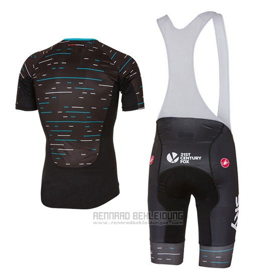 2017 Fahrradbekleidung Sky Shwarz und Hellblau Trikot Kurzarm und Tragerhose